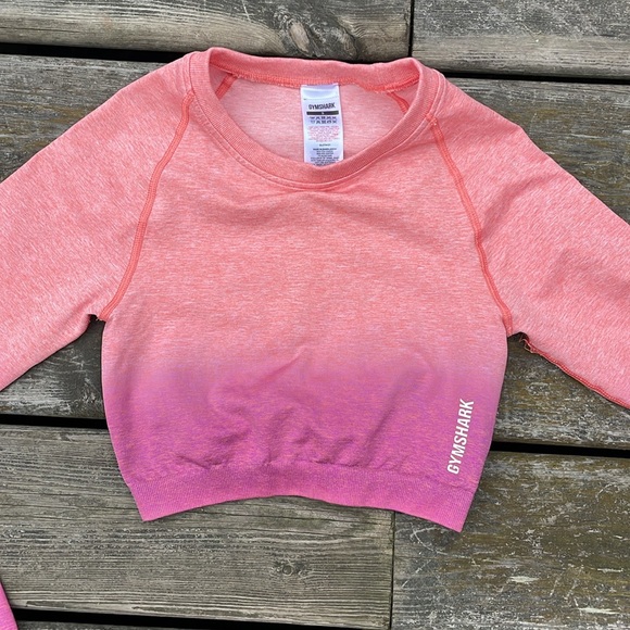 Gymshark Adapt Ombre Seamless Long Sleeve Crop Top Womens Size S Pink Orange. - Picture 5 of 7